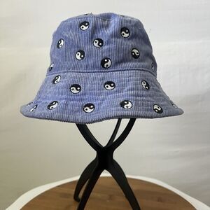 Purple Corduroy Bucket Hat Yin Yang Embroidered Symbols 90s Y2K Aesthetic Unisex